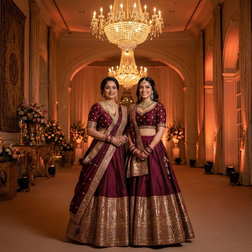 Maroon and gold twinning outfit inspiration