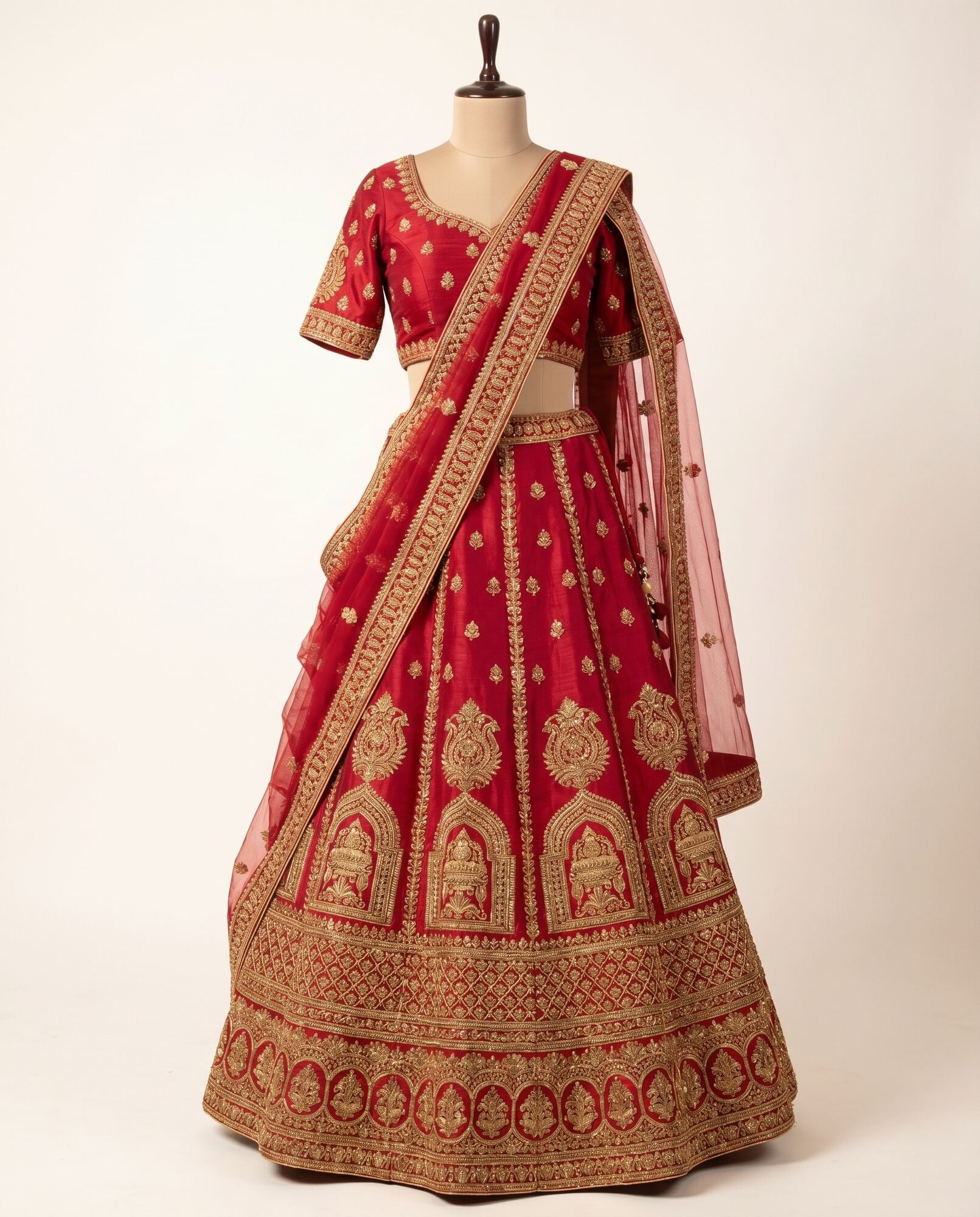 Ruby Temple Bridal Lehenga Set